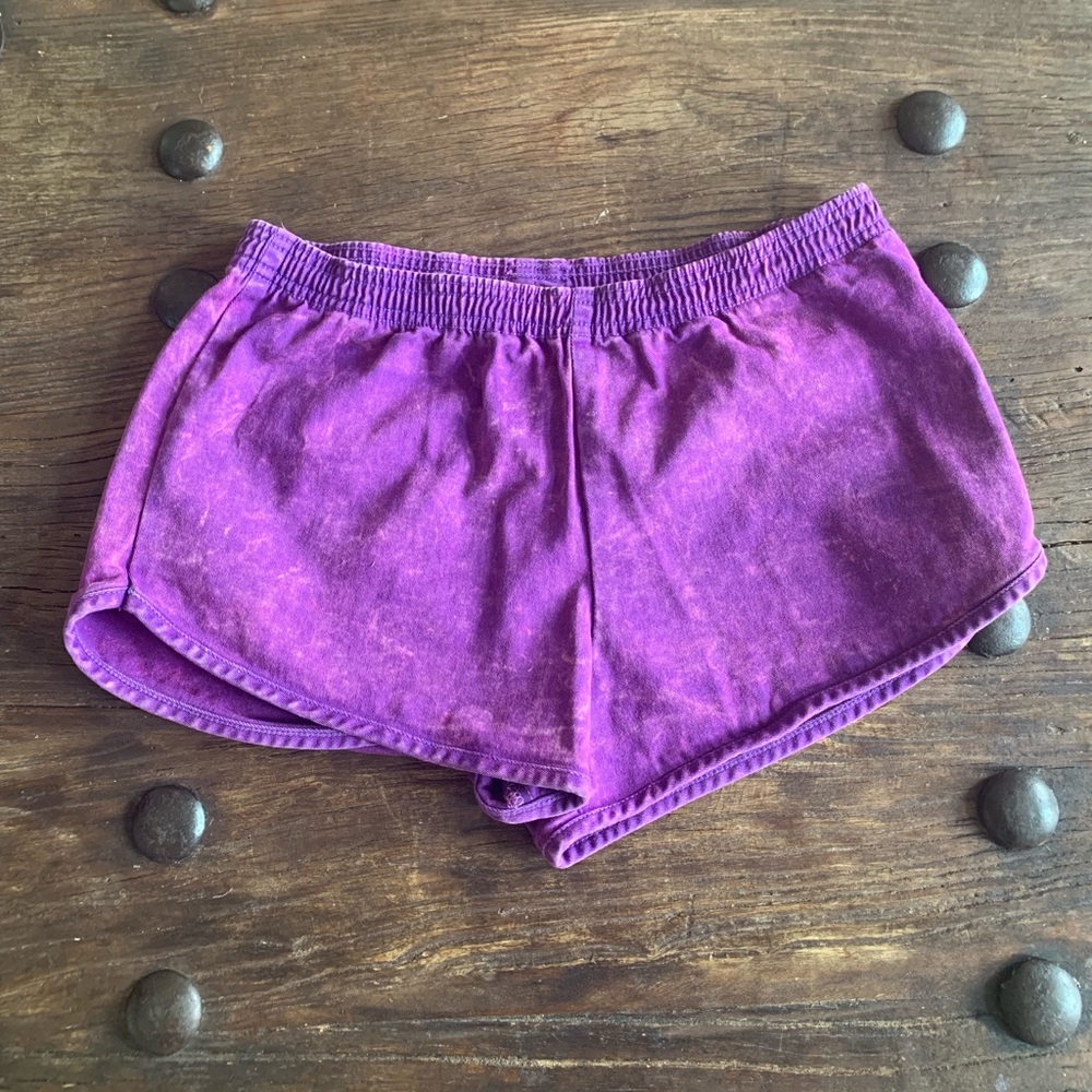 American Apperal purple tie dye high waist shorts